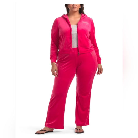 🔹️Juicy Couture🔹️plus Size Women's Pink Classic Velour Jogger Set - Picture 3 of 3